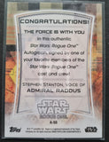 2017 Topps Star Wars Rogue One Series 2 Autograph Trading Card A-SS Stephen Stanton Admiral Raddus Back