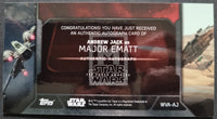 2017 Topps Star Wars The Force Awakens 3D Widevision Autograph Trading Card WVA-AJ Andrew Jack as Major Ematt Back