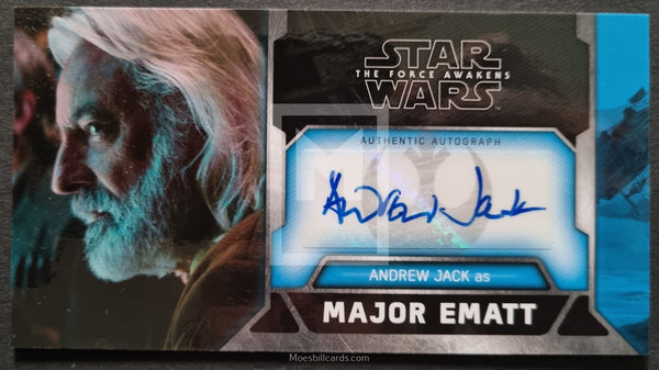 2017 Topps Star Wars The Force Awakens 3D Widevision Autograph Trading Card WVA-AJ Andrew Jack as Major Ematt Front