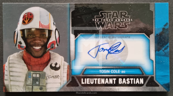 2017 Topps Star Wars The Force Awakens 3D Widevision Autograph Trading Card WVA-TC Tosin Cole as Lieutenant Bastian Front