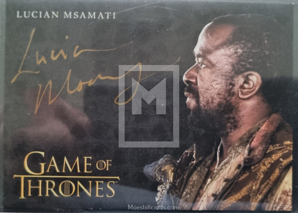 2020-Rittenhouse-Archives-Game-of-Thrones-GOT-The-Complete-Autograph-Trading-Card-Gold-Lucian-Msamati-as-Salladhor-Saan-Front