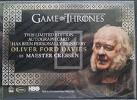      2020-Rittenhouse-Archives-Game-of-Thrones-GOT-The-Complete-Autograph-Trading-Card-Valyrian-Steel-Oliver-Ford-Davies-as-Maester-Cressen-Back