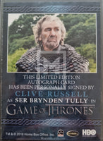 2020 Rittenhouse Archives Game of Thrones GOT The Complete Autograph Trading Card Blue Bordered Clive Russell as Ser Brynden Tully Back