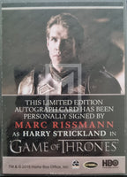2020 Rittenhouse Archives Game of Thrones GOT The Complete Autograph Trading Card Bordered Mark Rissmann as Captain Harry Strickland Back