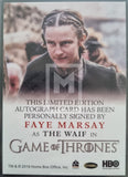 2020 Rittenhouse Archives Game of Thrones GOT The Complete Autograph Trading Card Full Bleed Faye Marsay as The Waif Back