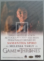 2020 Rittenhouse Archives Game of Thrones GOT The Complete Autograph Trading Card Full Bleed Samantha Spiro as Melessa Tarley Back