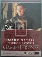 2020 Rittenhouse Archives Game of Thrones GOT The Complete Autograph Trading Card Inscription Mark Gatiss as Tycho Nestoris The Iron Bank Back
