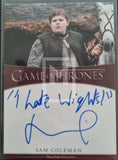 2020 Rittenhouse Archives Game of Thrones GOT The Complete Autograph Trading Card Inscription Sam Coleman as Young Hodor I hate Wights Front