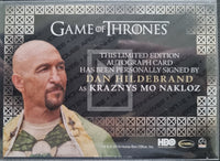 2020 Rittenhouse Archives Game of Thrones GOT The Complete Autograph Trading Card Valyrian Steel Dan Hildebrand as Kaznys Mo Laknoz Back