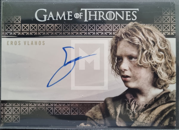 2020 Rittenhouse Archives Game of Thrones GOT The Complete Autograph Trading Card Valyrian Steel Eros Vlahos as Lommy Greenhands Front