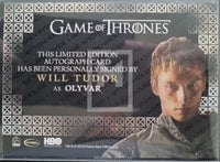 2020 Rittenhouse Archives Game of Thrones GOT The Complete Autograph Trading Card Valyrian Steel Will Tudor as Olyvar Back