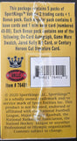 Back of a SportKings trading card package with text and branding.