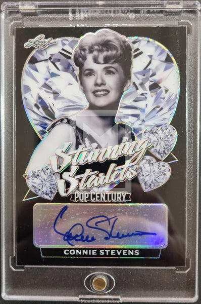 2021 Leaf Pop Century Autograph Trading Card Stunning Starlets SS-CS1 Connie Stevens 10/10 Black Parallel Front