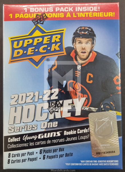   2021_22 Upper Deck Series 1 Hockey 6 Pack Trading Card Blaster Box Side