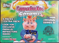 Garbage Pail Kids Chrome trading card box with colorful design and character illustration.