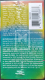 Back of a trading card packaging with colorful design and text.