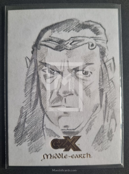 2022 Cryptozoic CZX Middle Earth Lord of the Rings Insert Trading Card Artist Sketch Elrond Debjit Kar Front