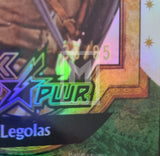 Close-up of a 'Legolas' card with colorful text and graphics