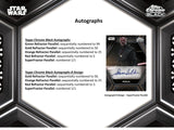 2022 Topps Star Wars Chrome Black Trading Card Sell Sheet