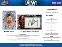2022 Upper Deck AEW All Elite Wrestling Hobby Trading Card Sell Sheet
