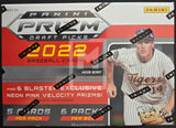 Panini Prizm 2022 baseball card pack with a player image and promotional text.