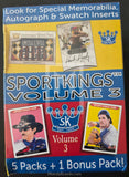 Sportkings Volume 3 trading card pack with images of cards and branding.