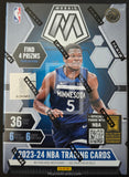 Basketball trading card pack featuring a player in a blue jersey with visible branding and text.