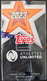 Topps Athletes Unlimited 2023 trading card pack with star design and branding.