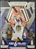 Basketball trading card pack featuring a player in a Golden State Warriors jersey, with Panini and NBA logos.