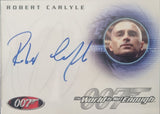 James Bond trading card featuring Robert Carlyle's signature and a close-up of his face.