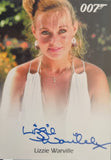 Card featuring a woman with blonde hair, wearing a white top, and a signature at the bottom.
