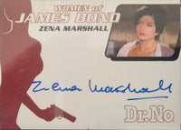 Trading card featuring Zena Marshall from 'Dr. No' with a silhouette of a woman holding a gun and the title 'Women of James Bond'.