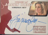 Trading card featuring Virginia Hey from 'The Living Daylights' with a signature and silhouette of a woman holding a gun.