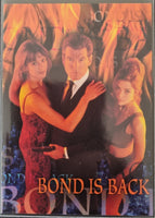 Vintage movie poster featuring a man in a suit with two women, text 'BOND IS BACK' at the bottom.