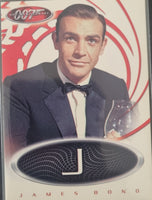 James Bond card featuring a character in a tuxedo with a glass of wine, 007 logo, and 'J' emblem.