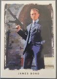 James Bond character holding a gun on a textured background