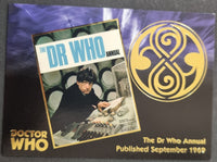 Cover of 'The Dr Who Annual' with a character from the series and the TARDIS logo.