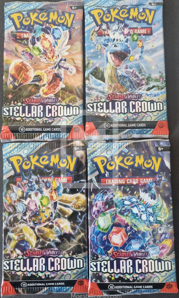 2024 Pokemon Trading Card Game Scarlet and Violet Stellar Crown Trading Card Pack 4 Art Set Front