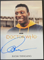 Card featuring a person in a BBC Doctor Who hoodie with a signature