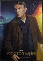 Character from 'Doctor Who' with a space-themed background