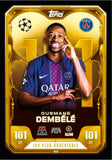 Futbol card of Ousmane Dembélé with gold border and PSG logo