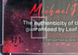 Blurred product packaging with 'Michael J' branding and text about authenticity.