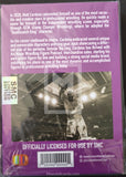 Back cover of a wrestling card with text and a black and white photo of a wrestler.