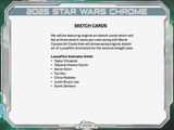 Promotional image for 2025 Star Wars Chrome Sketch Cards featuring animator names.