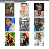 Collection of hand-drawn character portraits in various styles and colors.