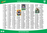 NFL collector cards with player names and images on a green background