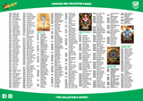 List of official NRL collector cards with images and names on a green and white background.