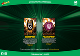 Advertisement for Select NFL Collector Cards with two card designs on a green background.