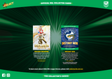 Promotional image for NFL collector cards with a green background