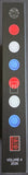 Control panel with volume and button indicators on a black background
